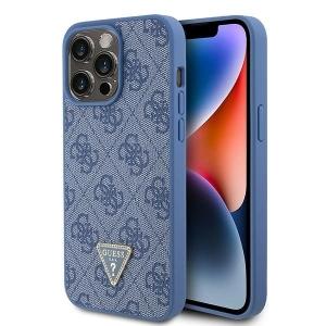 Guess PU Leather 4G Triangle Strass Case for iPhone 15 Pro Max