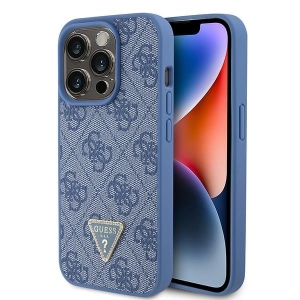 Guess PU Leather 4G Triangle Strass Case for iPhone 15 Pro