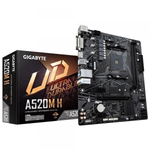 Mainboard | GIGABYTE | AMD A520 | SAM4 | MicroATX | Memory DDR4 | Memory slots 2 | 2xPCI-Express 3.0 1x | 1xPCI-Express 3.0 16x | 1xDVI-D | 1xHDMI | 1xAudio-In | 2xAudio-Out | 2xUSB 2.0 | 4xUSB 3.2 | 1xPS/2 | 1xRJ45 | A520MH1.2