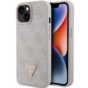 Guess PU Leather 4G Triangle Strass Case for iPhone 15