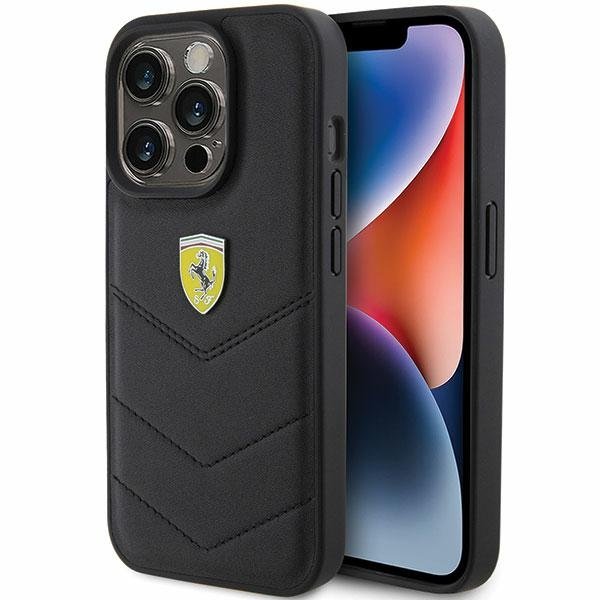 Ferrari Quilted Metal Logo Back Case for Apple iPhone 15 Pro