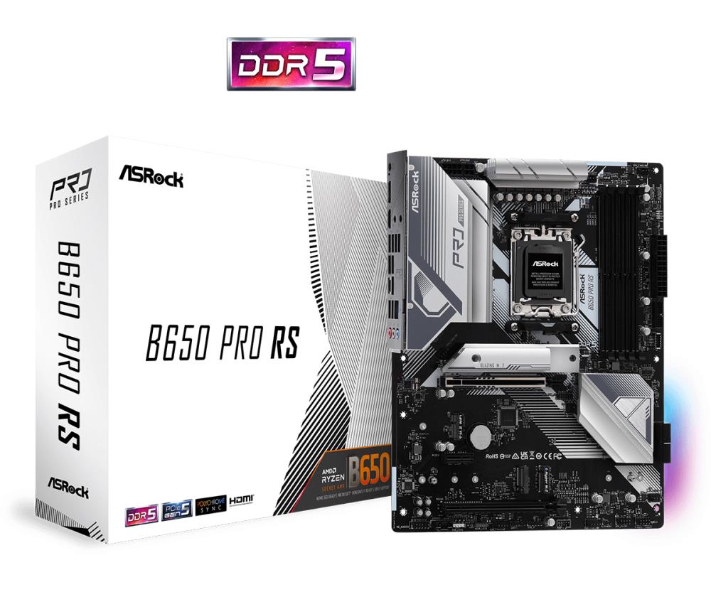 Mainboard | ASROCK | AMD B650 | SAM5 | ATX | Memory DDR5 | Memory slots 4 | 1xPCI-Express 3.0 16x | 1xPCI-Express 4.0 16x | 3xM.2 | 1xHDMI | 1xDisplayPort | 6xUSB 2.0 | 3xUSB 3.2 | 1xUSB-C | 1xRJ45 | 3xAudio port | B650PRORS