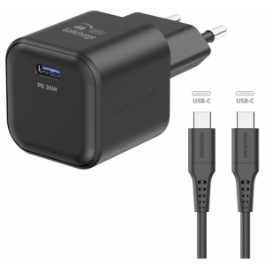 Swissten Travel Charger GaN USB-C 35W PD + Data Cable USB-C - USB-C 1.2m