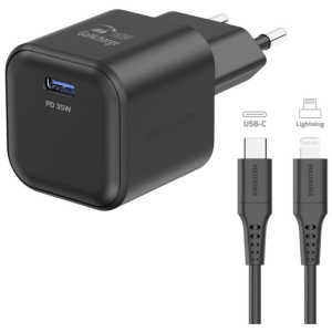 Swissten Travel Charger GaN USB-C 35W PD + Data Cable USB-C - Lightning 1.2m