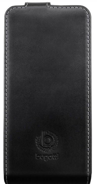 Bugatti Flip Case Vertical Opens Premium Leather Case Apple iPhone 6 / 6S Black