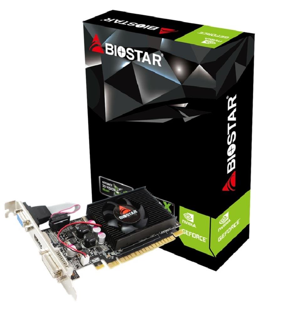 Graphics Card | BIOSTAR | NVIDIA GeForce 210 | 1 GB | DDR3 | 64 bit | PCIE 2.0 16x | Memory 1333 MHz | GPU 589 MHz | Single Slot Fansink | 1x15pin D-sub | 1xDVI-D | 1xHDMI | VN2103NHG6