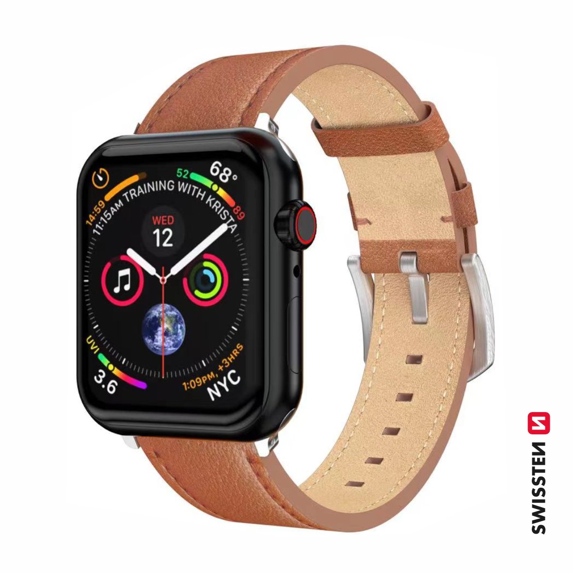 Swissten Leather Band for Apple Watch 42 / 44 / 45 / 49 mm