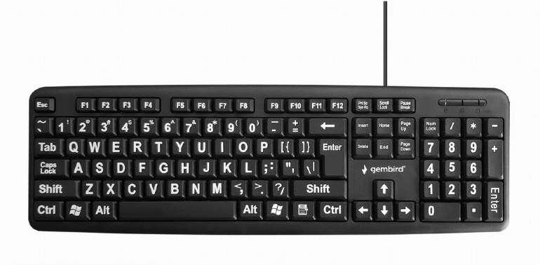 KEYBOARD STANDART USB ENG BIG/LETT. BLACK KB-US-103 GEMBIRD