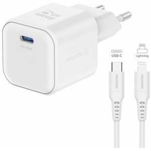 Swissten Travel Charger GaN USB-C 35W PD + Data Cable USB-C - Lightning 1.2m