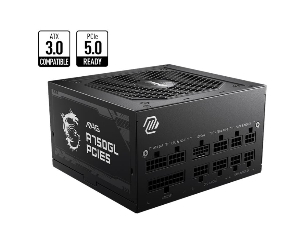 Power Supply | MSI | 750 Watts | Efficiency 80 PLUS GOLD | PFC Active | MAGA750GLPCIE5