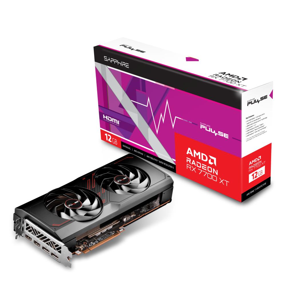 Graphics Card | SAPPHIRE | AMD Radeon RX 7700 XT | 12 GB | GDDR6 | 192 bit | PCIE 4.0 16x | 2xHDMI | 2xDisplayPort | 11335-04-20G