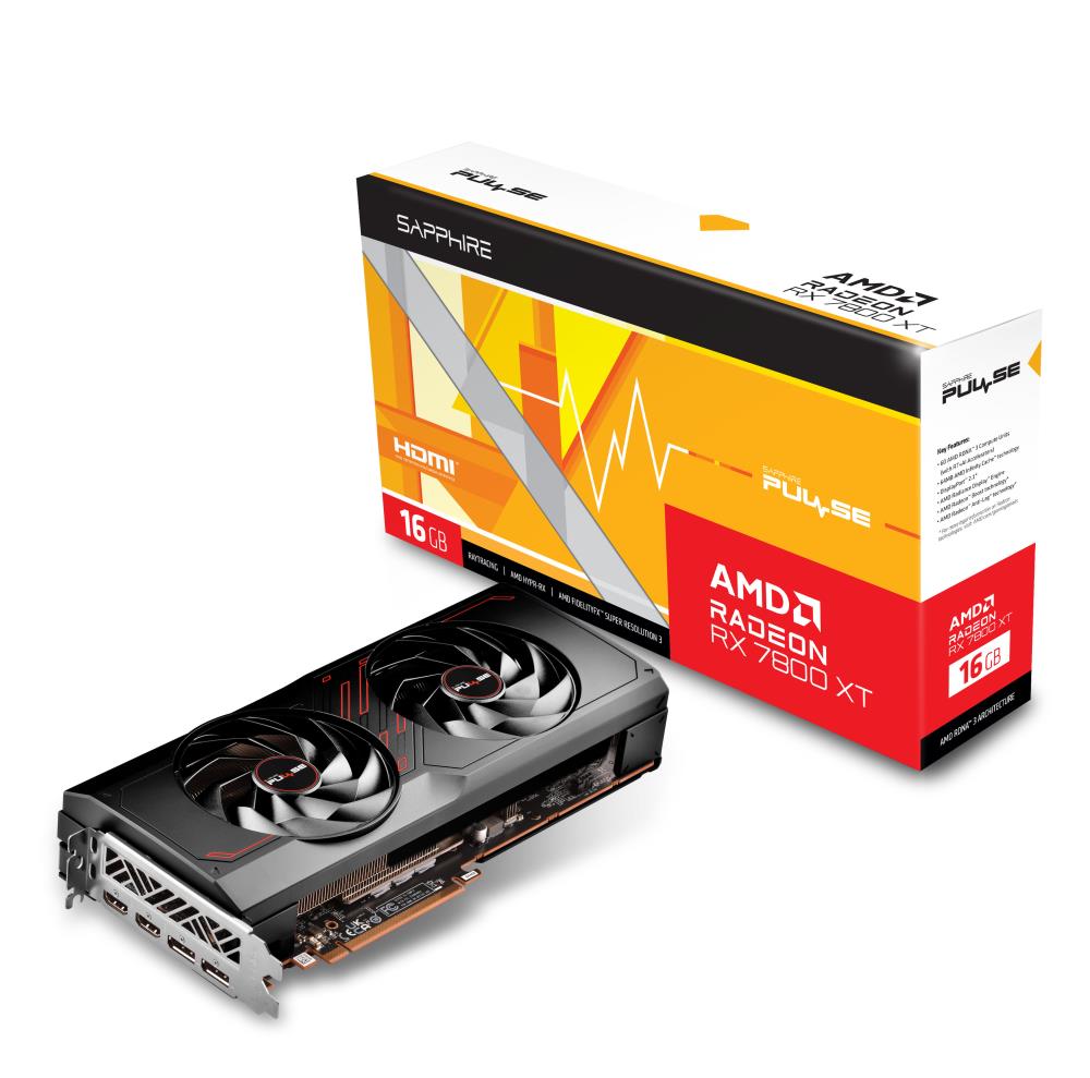 Graphics Card | SAPPHIRE | AMD Radeon RX 7800 XT | 16 GB | GDDR6 | 256 bit | PCIE 4.0 16x | 2xHDMI | 2xDisplayPort | 11330-02-20G