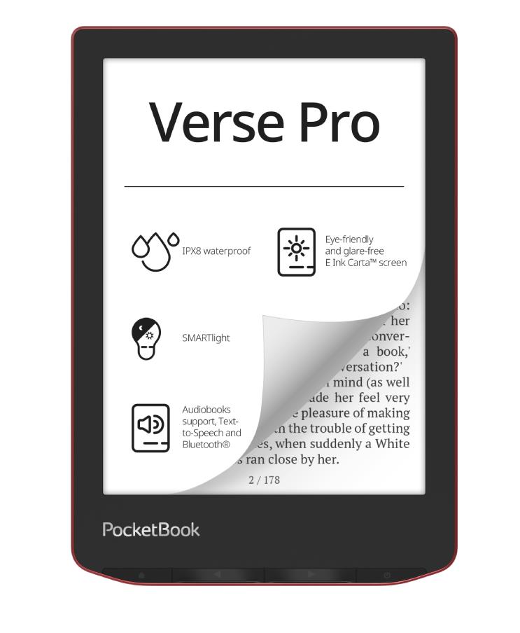 E-Reader | POCKETBOOK | Verse Pro | 6" | 1072x1448 | 1xUSB-C | Wireless LAN | Bluetooth | Red | PB634-3-WW