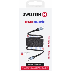 Swissten Magnetic USB-C Data Cable Self-Winding 60W 1m