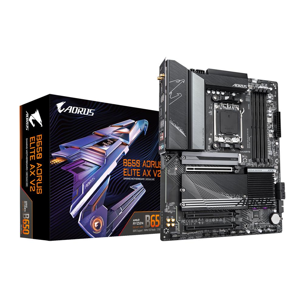 Mainboard | GIGABYTE | AMD B650 | SAM5 | ATX | Memory DDR5 | Memory slots 4 | 1xPCI-Express 16x | 2xPCI-Express 2.0 16x | 3xM.2 | 1xHDMI | 1xDisplayPort | 4xUSB 2.0 | 7xUSB 3.2 | 1xUSB-C | 1xRJ45 | 3xAudio port | B650AELITEAXV2