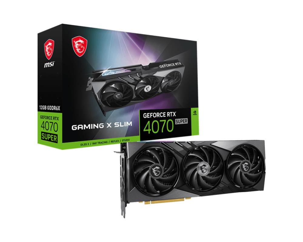 Graphics Card | MSI | NVIDIA GeForce RTX 4070 SUPER | 12 GB | GDDR6X | 192 bit | 1xHDMI | 3xDisplayPort | RTX4070SUPGAMXSLIM12G