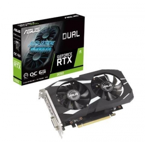 Graphics Card | ASUS | NVIDIA GeForce RTX 3050 | 6 GB | GDDR6 | 96 bit | PCIE 4.0 16x | Dual Slot Fansink | 1xDVI-D | 1xHDMI | 1xDisplayPort | DUAL-RTX3050-O6G