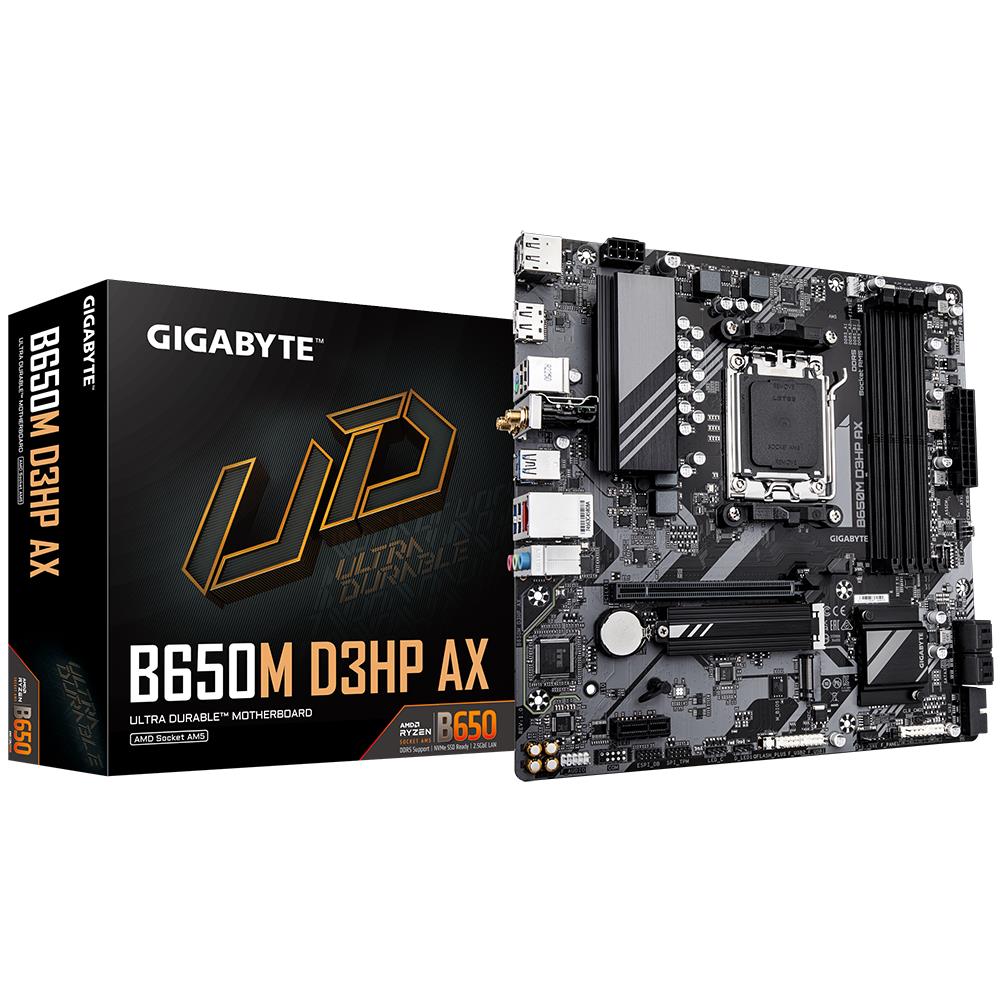 Mainboard | GIGABYTE | AMD B650 | SAM5 | Micro-ATX | Memory DDR5 | Memory slots 4 | 1xPCI-Express 16x | 1xPCI-Express 3.0 1x | 2xM.2 | 1xHDMI | 2xDisplayPort | 2xUSB 2.0 | 4xUSB 3.2 | 1xUSB-C | 1xPS/2 | 1xRJ45 | 3xAudio port | B650MD3HPAX