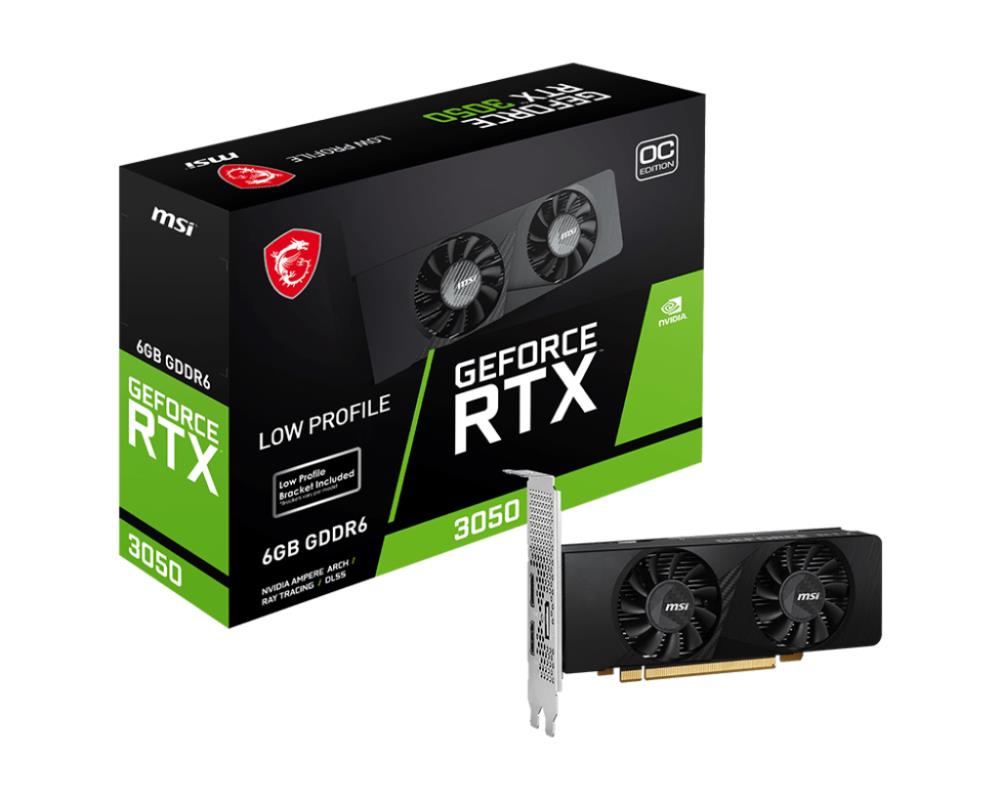 Graphics Card | MSI | NVIDIA GeForce RTX 3050 | 6 GB | GDDR6 | 96 bit | PCIE 4.0 16x | Dual Slot Fansink | 2xHDMI | 1xDisplayPort | RTX3050LP6GOC