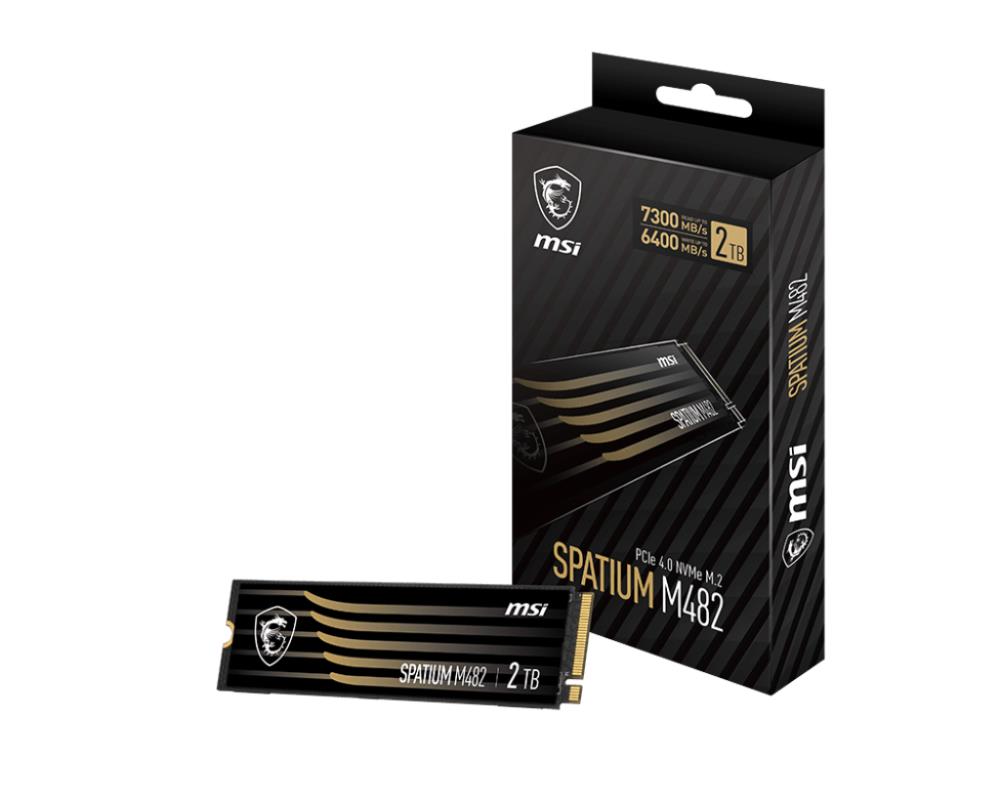 SSD | MSI | SPATIUM M482 | 2TB | M.2 | PCIe Gen4 | NVMe | 3D NAND | Write speed 6400 MBytes/sec | Read speed 7300 MBytes/sec | 2.15mm | TBW 1200 TB | MTBF 1500000 hours | S78-440Q730-P83