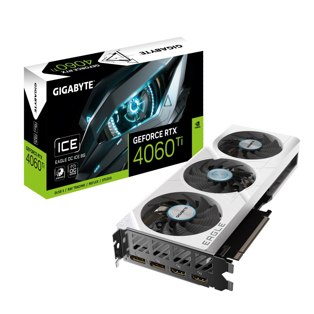 Graphics Card | GIGABYTE | NVIDIA GeForce RTX 4060 Ti | 8 GB | GDDR6 | 128 bit | PCIE 4.0 16x | GPU 2550 MHz | 2xHDMI | 2xDisplayPort | GV-N406TEAGLEOCICE-8GD