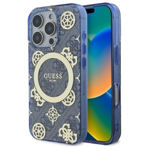 Guess IML Peony On 4G Background MagSafe Защитный Чехол для Apple iPhone 16 Pro Max