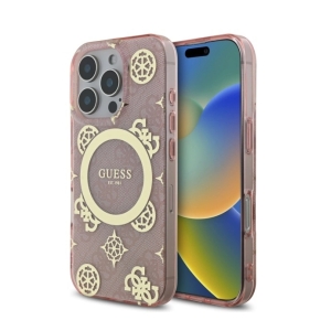 Guess IML Peony On 4G Background MagSafe Защитный Чехол для Apple iPhone 16 Pro Max