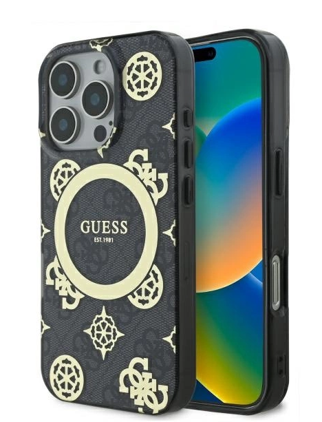 Guess IML Peony On 4G Background MagSafe Back Case for Apple iPhone 16 Pro Max