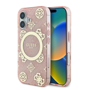 Guess IML Peony On 4G Background MagSafe Back Case for Apple iPhone 16