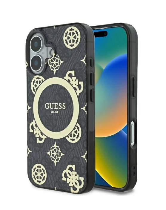 Guess IML Peony On 4G Background MagSafe Back Case for Apple iPhone 16