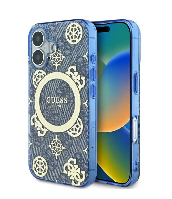 Guess IML Peony On 4G Background MagSafe Защитный Чехол для Apple iPhone 16