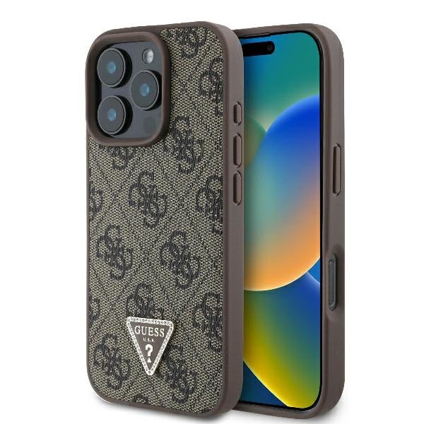 Guess Leather 4G Triangle Strass Back Case for Apple iPhone 16 Pro Max