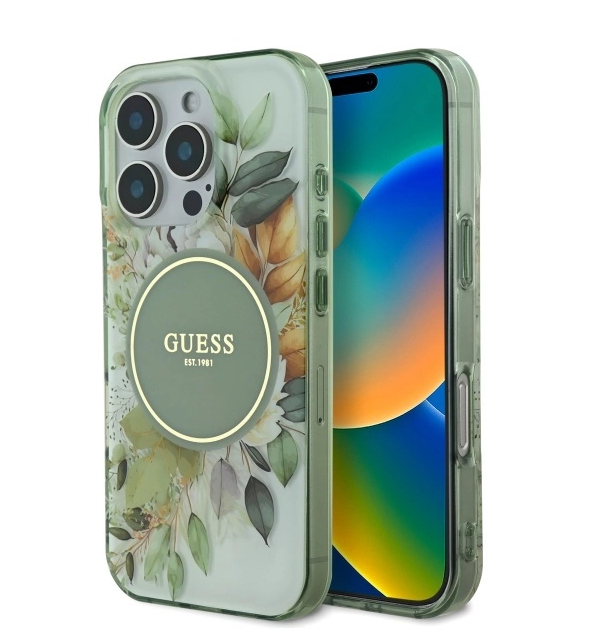 Guess IML Flower & Tonal Circle MagSafe Back Case for Apple iPhone 16 Pro Max