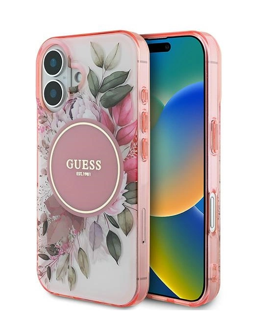 Guess IML Flower & Tonal Circle MagSafe Back Case for Apple iPhone 16