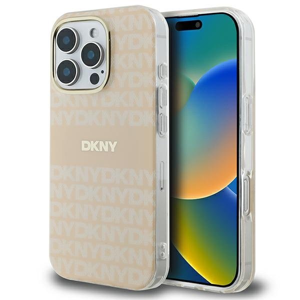 DKNY Repeat Texture Pattern With Stripe Back Case for Apple iPhone 16 Pro