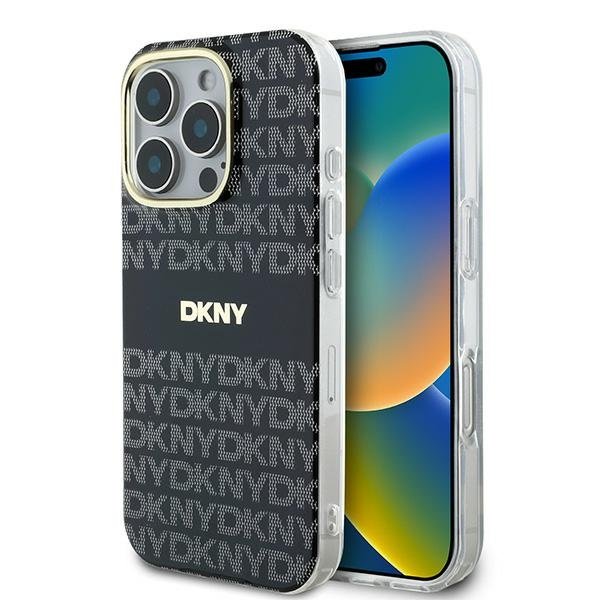 DKNY Repeat Texture Pattern With Stripe Back Case for Apple iPhone 16 Pro Max