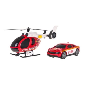 RoGer Helicopter + Fire Department Car Set