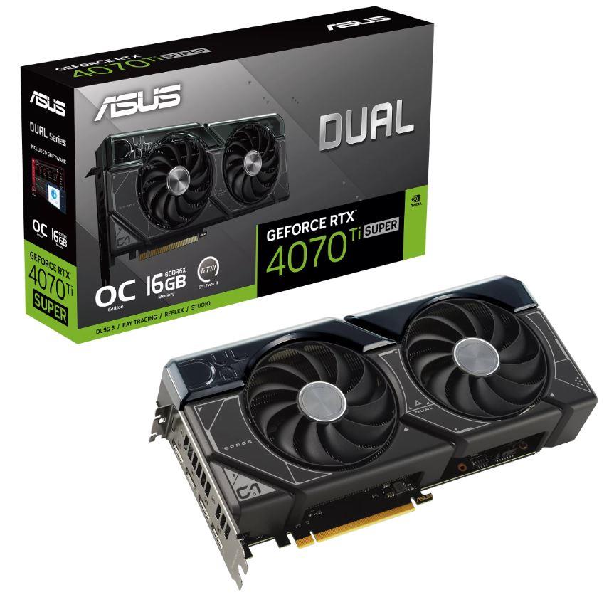 Graphics Card | ASUS | NVIDIA GeForce RTX 4070 Ti SUPER | 16 GB | GDDR6X | 256 bit | PCIE 4.0 16x | Dual Slot Fansink | 1xHDMI | 3xDisplayPort | DUAL-RTX4070TIS-O16G