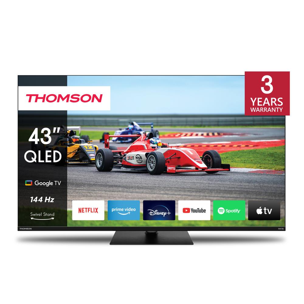 TV Set | THOMSON | 43" | 4K/Smart | QLED | 3840x2160 | Wireless LAN | Bluetooth | Google TV | Black | 43QG7C14