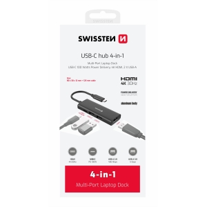 Swissten 4in1 USB-C Hub Многопортовая док-станция 100W / HDMI 4K / 2x USB-A