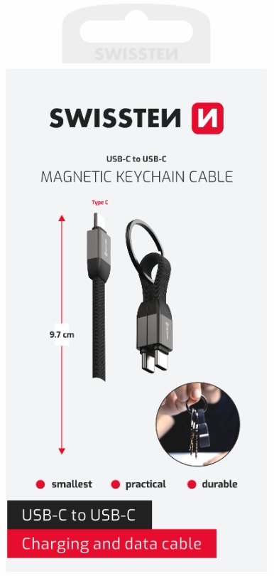 Swissten Magnetic Keychain USB-C - USB-C Cable 9.7cm