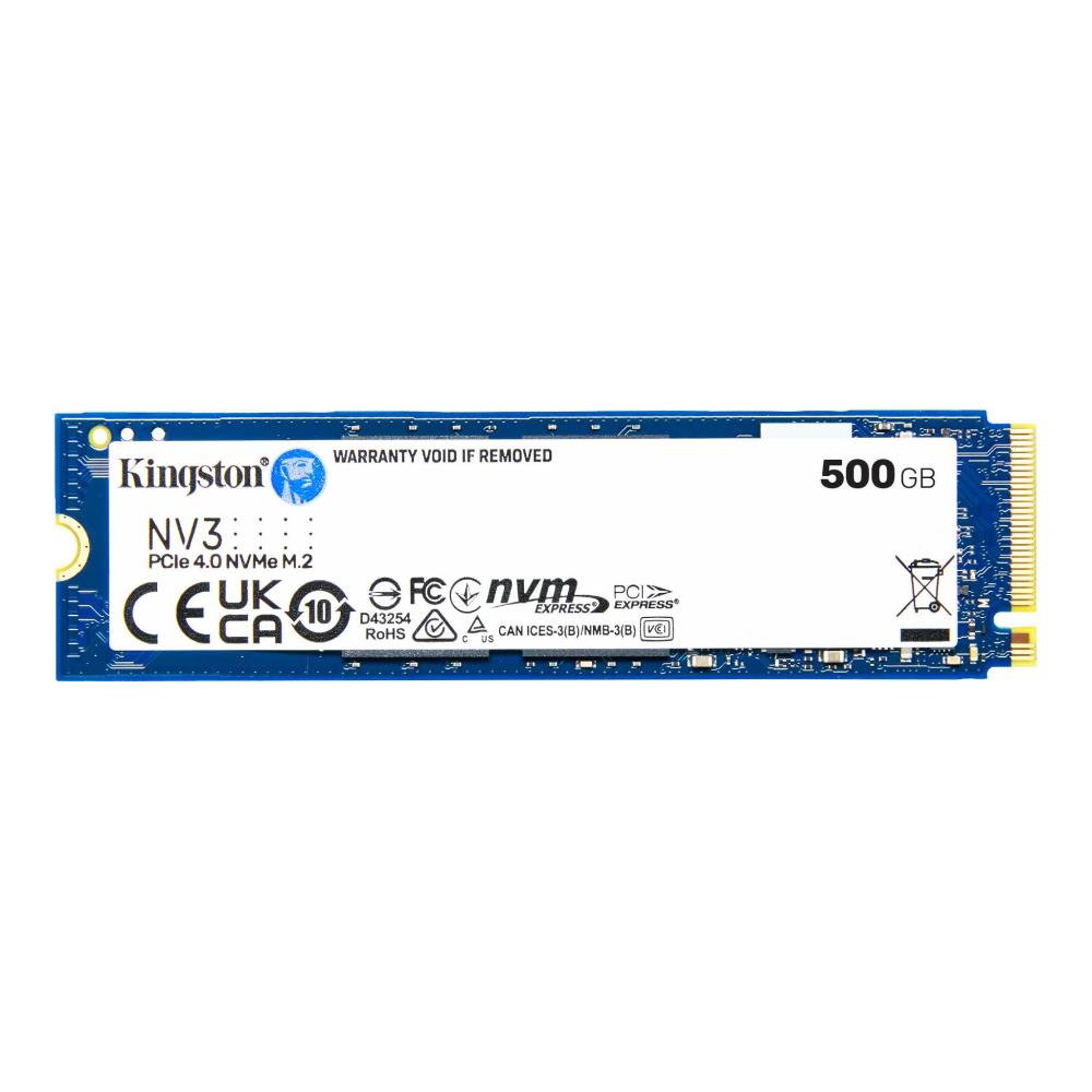 SSD | KINGSTON | NV3 | 500GB | M.2 | PCIE | NVMe | 3D NAND | Write speed 3000 MBytes/sec | Read speed 5000 MBytes/sec | TBW 160 TB | MTBF 200000 hours | SNV3S/500G