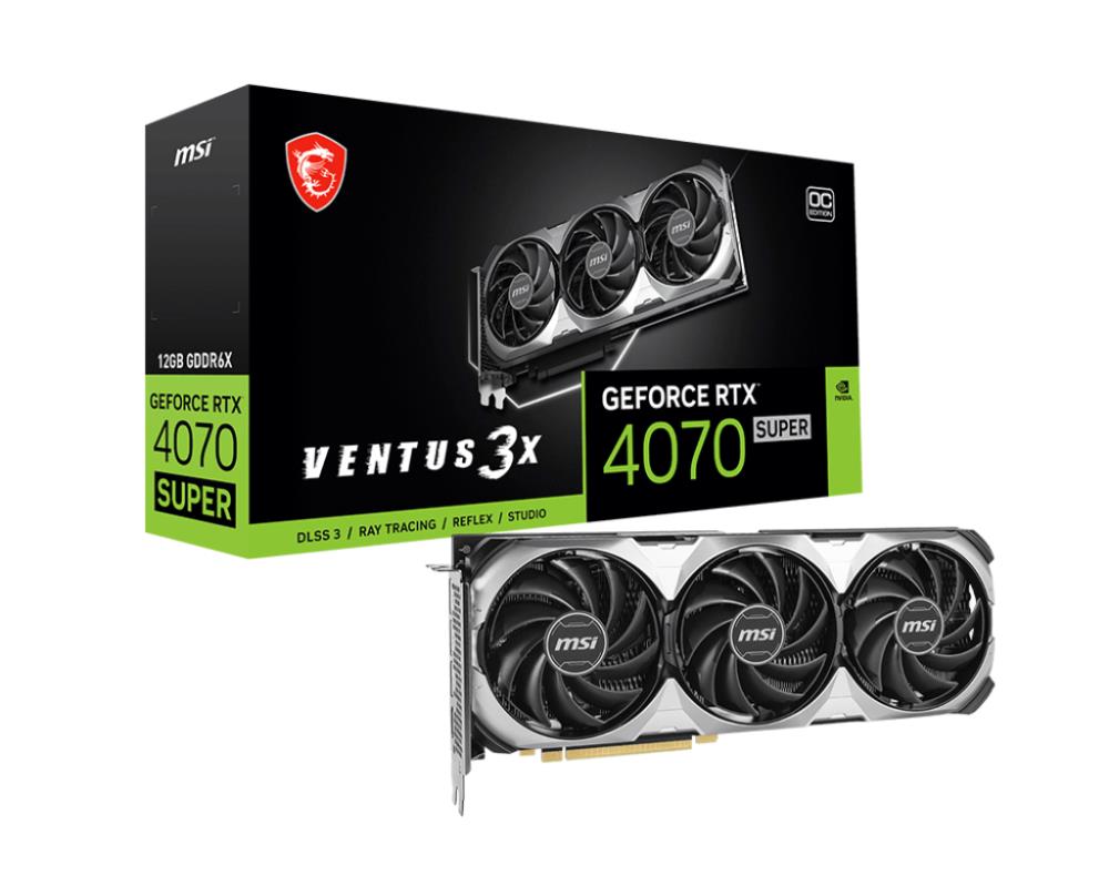 Graphics Card | MSI | NVIDIA GeForce RTX 4070 SUPER | 12 GB | GDDR6X | 192 bit | PCIE 4.0 16x | Triple slot Fansink | 1xHDMI | 3xDisplayPort | RTX4070SUPER12GVEN3XOC