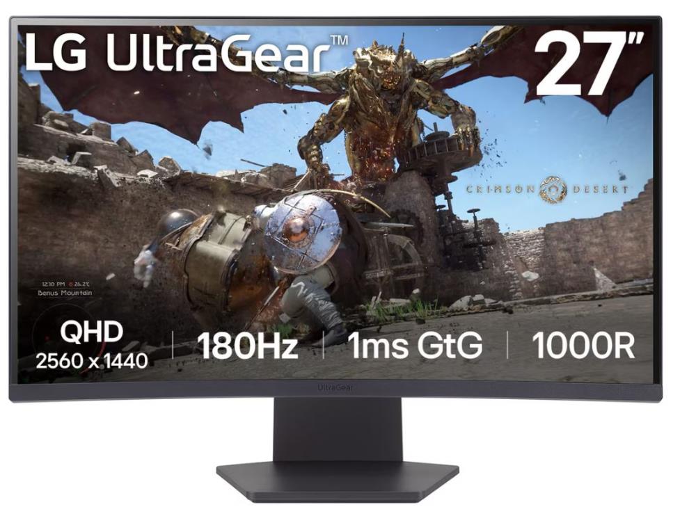 LCD Monitor | LG | 27GS60QC-B | 27" | Gaming/Curved | Panel VA | 2560x1440 | 16:9 | 180 Hz | Matte | 1 ms | Tilt | Colour Black | 27GS60QC-B