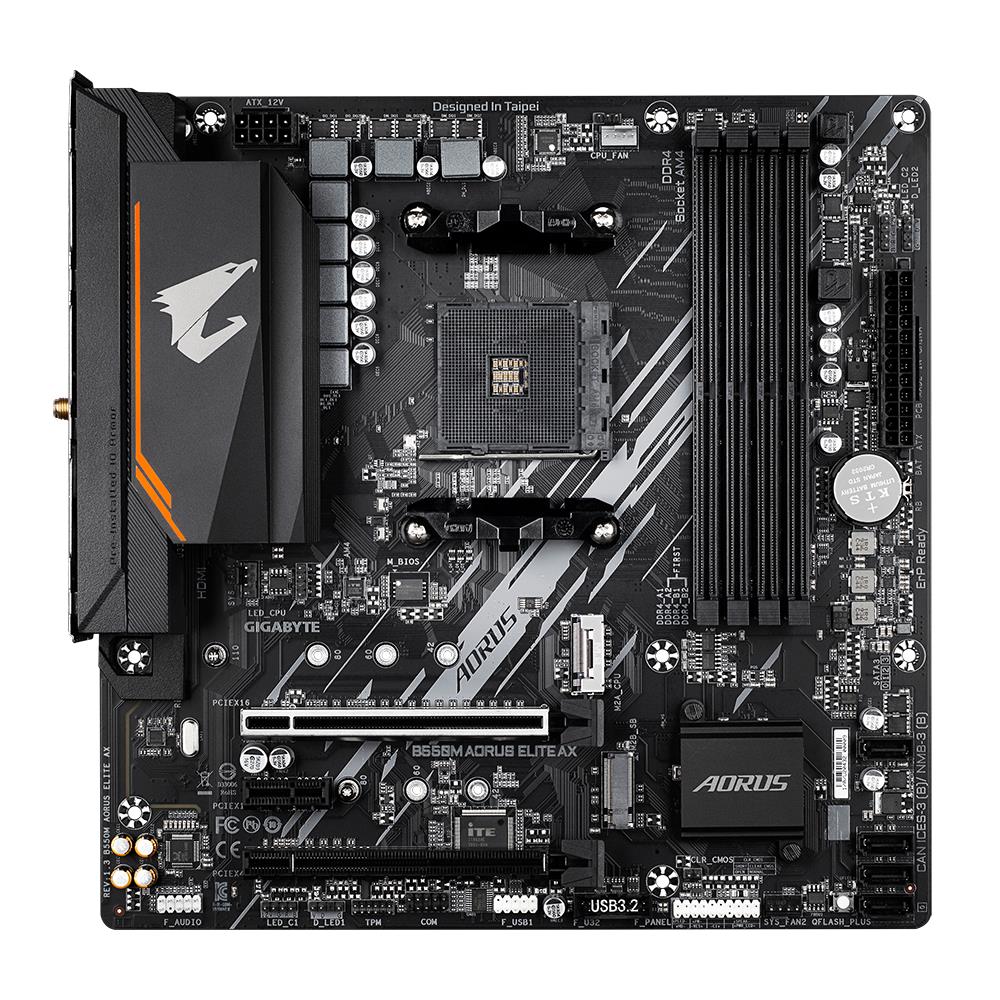 Mainboard | GIGABYTE | AMD B550 | SAM4 | Micro-ATX | Memory DDR4 | Memory slots 4 | 1xPCI-Express 3.0 1x | 1xPCI-Express 3.0 4x | 1xPCI-Express 4.0 16x | 2xM.2 | 1xDVI-D | 1xHDMI | 4xUSB 2.0 | 4xUSB 3.2 | 1xPS/2 | 1xRJ45 | 3xAudio port | B550MAORUSELITEAX