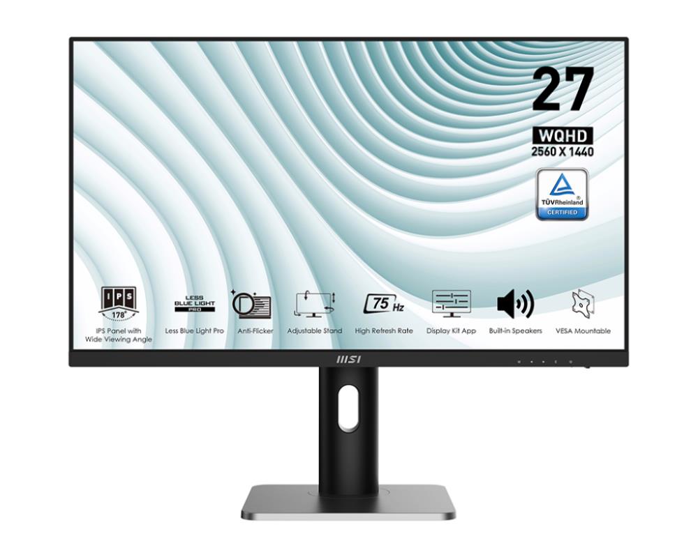 LCD Monitor | MSI | PRO MP273QP | 27" | Panel IPS | 2560x1440 | 16:9 | 75Hz | 1 ms | Speakers | Swivel | Pivot | Height adjustable | Tilt | Colour Black / Silver | PROMP273QP