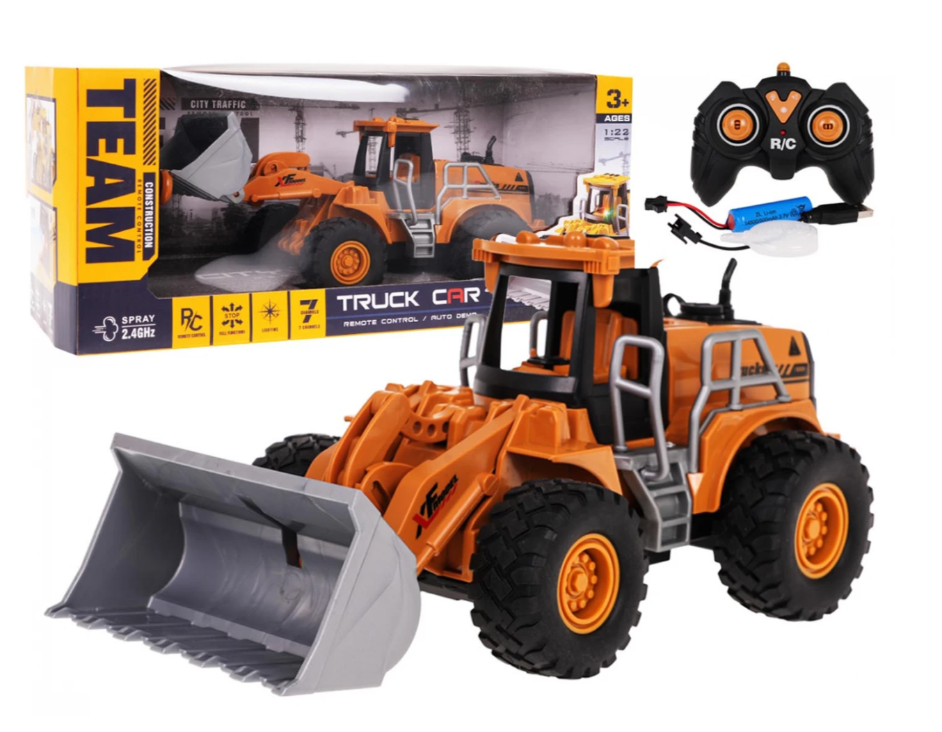 RoGer R/C Toy Car Bulldozer with Lights and Smoke Function