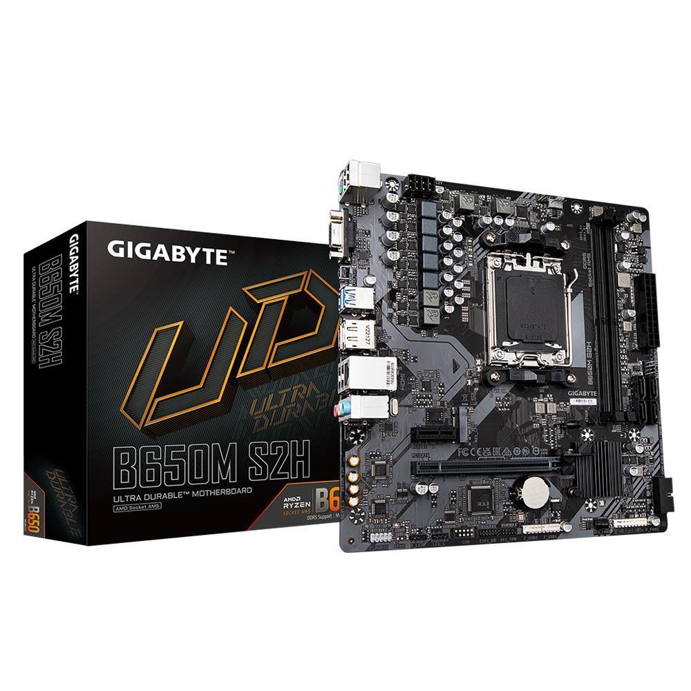 Mainboard | GIGABYTE | AMD B650 | SAM5 | Micro-ATX | Memory DDR5 | Memory slots 2 | 1xPCI-Express 3.0 1x | 1xPCI-Express 4.0 16x | 1xM.2 | 1x15pin D-sub | 1xHDMI | 1xDisplayPort | 4xUSB 2.0 | 2xUSB 3.2 | 1xPS/2 | 1xRJ45 | 3xAudio port | B650MS2H1.2