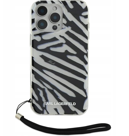 Karl Lagerfeld IML Zebra Pattern & Cord Back Case for Apple iPhone 16 Pro