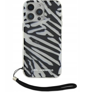 Karl Lagerfeld IML Zebra Pattern & Cord Back Case for Apple iPhone 16 Pro